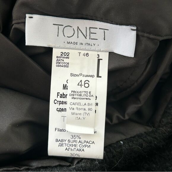 TONET Alpaca blend Black Hooded Zip-Up Reversible Jacket made In Italy - Picture 11 of 13